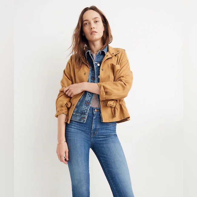 Madewell Southlake Military Jacket In The Color Dark Sahara,Small
